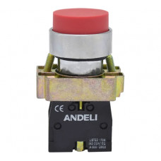 Кнопка ANDELI XB2-BL42 без подсветки, красный, 1НЗ ADL10-039