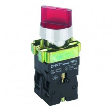 Переключатель CHINT NP2-BK12461 2 полож. с фиксацией 1НО красн. AC/DC 220В (LED) IP40 574697