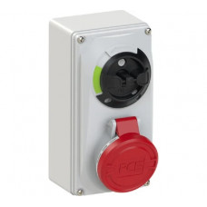 Розетка PCE настенная 16а/380v/3p+n+e/ip44, с выключателем и блокировкой 6115-6