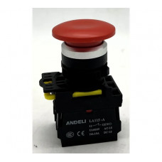 Кнопка ANDELI LA115-A5-11M/14 Грибок красный 1НО+1НЗ ADL10-349
