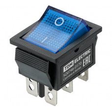 Выключатель клавишный TDM ELECTRIC KCD4-202N 250В AC/DC, 2P, 15А, (6с), ON-ON, черный корпус, синяя клавиша, LED TDM SQ0746-0170