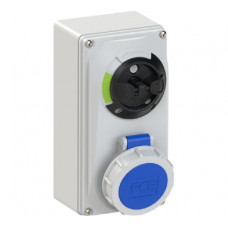 Розетка PCE настенная 16а/220v/1p+n+e/ip67, с выключателем и блокировкой 61132-6