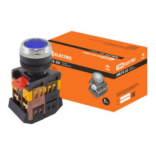 Кнопка TDM ABLFS-22, синий, d22мм, неон/230В, 1з 1р SQ0704-0011