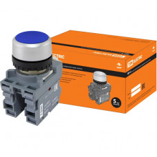 Кнопка с фиксацией TDM ELECTRIC MP2-20L (в сборе; диаметр 22 мм; 1з+1р; синяя) SQ0747-0010
