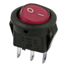 Клавишный круглый выключатель REXANT 250v 3а (2с) on-off красный micro (rwb-105, sc-214) 36-2511
