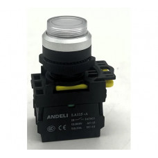 Кнопка ANDELI LA115-A5-11GND/1 белый 1НО+1НЗ AC220V (LED) ADL10-277