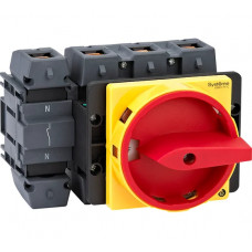 Выключатель разъединитель Systeme Electric 4P 175A IP20, с красной рукояткой на дверцу, 4 винтами С ЗАМКОМ MSD175410R