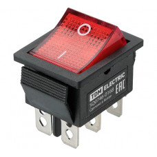 Выключатель клавишный TDM ELECTRIC KCD4-202N 250В AC/DC, 2P, 15А, (6с), ON-ON, черный корпус, красная клавиша, LED TDM SQ0746-0168