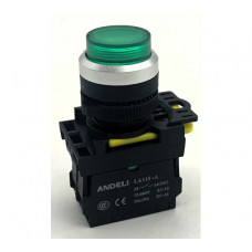 Кнопка ANDELI LA115-A5-10GND/3 1НО зеленый AC220V (LED) ADL10-267