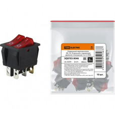 Клавишный переключатель TDM ELECTRIC IRS-101-R красный с подсветкой, двойной 2 положения 1з+1з SQ0703-0046