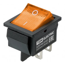 Выключатель клавишный TDM ELECTRIC KCD4-201N 250В AC/DC, 2P, 16А, (4с), ON-OFF, черный корпус, желтая клавиша c LED подсветкой TDM SQ0746-0162