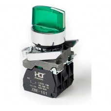 Переключатель HLT XB4-BK2361 на 2 положения зеленый с подсветкой с фиксацией 1NO, 220V AC/DC, IP65 (20шт./уп.) 085-14-229