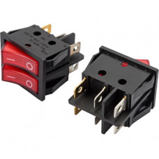 Двойная клавиша Nord-Yada 250V 16А красная с подсветкой (6контактов) ON- OFF 905448