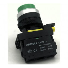 Кнопка ANDELI LA115-A5-10GN/3 зеленый 1НО IP65 ADL10-266
