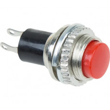 Выключатель-кнопка REXANT, металл, 220V, 2А, (2с), OFF-(ON), d10.2, красная, Mini (RWD-213), 10 шт. 36-3331