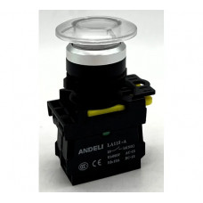 Кнопка ANDELI LA115-A5-11MD/13 Грибок зеленый 1НО+1НЗ AC220V (LED) ADL10-353