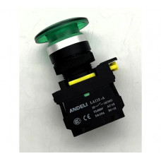 Кнопка ANDELI LA115-A5-10MD/11 Грибок зеленый 1НО AC220V (LED) ADL10-351