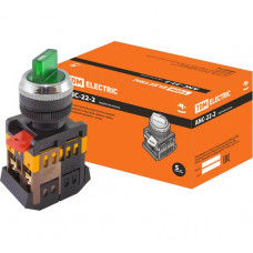 Переключатель TDM ELECTRIC АNС-22-2, на 2 фиксированных положения, зеленый, неон, 230В, I-O, 1з 1р SQ0703-0002