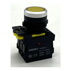 Кнопка ANDELI LA115-A5-11BND/5 желтый 1НО+1НЗ AC220V (LED) ADL10-275