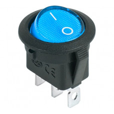 Клавишный круглый выключатель REXANT 12v 20а (3с) on-off синий с подсветкой (rwb-214) 36-2586