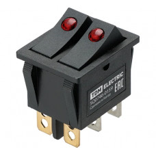 Выключатель клавишный TDM ELECTRIC KCD3-221N/D 250В AC/DC, 1P, 15А, (6с), ON-OFF, черный с красной точечной LED подсветкой TDM SQ0746-0159