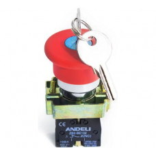 Кнопка ANDELI XB2-BS142 Грибок с ключом, красный ADL10-042