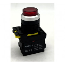 Кнопка ANDELI LA115-A5-01GND/4 1НЗ красный AC220V (LED) ADL10-259