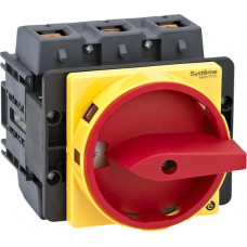 Выключатель разъединитель Systeme Electric 3P 125A IP20, с красной рукояткой на дверцу, 4 винтами С ЗАМКОМ MSD125310R