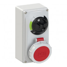 Розетка PCE настенная 16а/380v/3p+e/ip67, с выключателем и блокировкой 61142-6