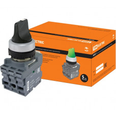 Переключатель TDM ELECTRIC на 2 положения с фиксацией m2ss2-20b короткая ручка в сборе d22мм 1з+1р черный SQ0747-0078