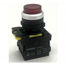 Кнопка ANDELI LA115-A5-11GND/4 красный 1НО+1НЗ AC220V (LED) ADL10-279