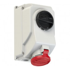 Настенная розетка PCE 32а 380v 3p+e ip44, с выключателем и блокировкой 7524-6