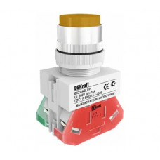 Кнопочный выключатель Dekraft ВК22-ABLFP-YEL-LED-24 25071DEK