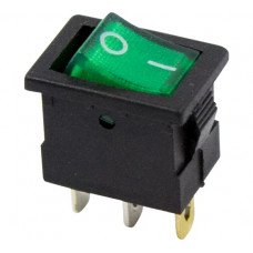 Клавишный выключатель REXANT 12v 15а (3с) on-off зеленый с подсветкой mini (rwb-206-1, sc-768) 36-2173