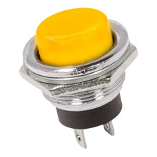 Выключатель-кнопка REXANT металл 250v 2а (2с) off-(on) d16.2 желтая (rwd-306) 36-3354