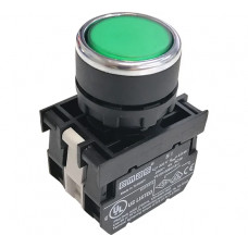 Нажимная кнопка Emas круглая зелёная, 250В AC, 4А, 100-230В AC B1Y2DY