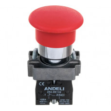Кнопка ANDELI XB2-BC45 Грибок, без подсветки, красный, 1НЗ+1НО ADL10-067