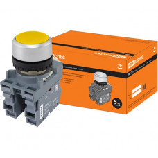 Кнопка с фиксацией TDM ELECTRIC MP2-20Y (в сборе; диаметр 22 мм; 1з+1р; желтая) SQ0747-0009