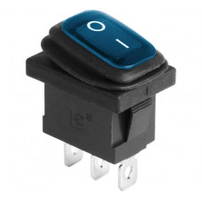 Клавишный выключатель REXANT 250v, 6а, (3с), on-off, синий, с подсветкой, mini, влагозащита, 10 штук 36-2176