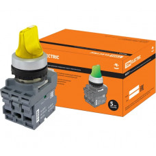 Переключатель на 2 положения TDM ELECTRIC с фиксацией m2ss1-21y короткая ручка(led) d22мм/220b 1з+1р желтый SQ0747-0072