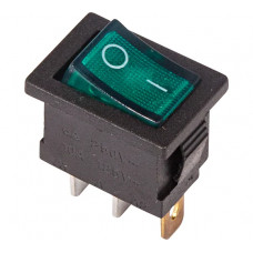 Клавишный выключатель REXANT 250V 6А (3с) ON-OFF зеленый с подсветкой Mini (RWB-206, SC-768) 36-2153