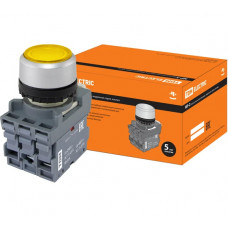 Кнопка с фиксацией TDM ELECTRIC MP2-21Y (LED; в сборе; диаметр 22 мм; 1з+1р; 220В; желтая) SQ0747-0023
