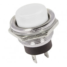 Выключатель-кнопка REXANT металл 250v 2а (2с) off-(on) d16.2 белая (rwd-306) (10шт) 36-3355