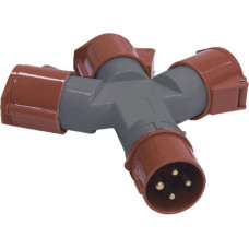 Трехлучевой адаптер IEK TS1013-214 3Р+РЕ, 16А, 380В, IP44 PAS32-016-4