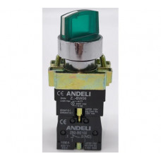 Переключатель ANDELI XB2-BK2365 2 положения зеленый с подсветкой 1НЗ+1НО ADL10-011