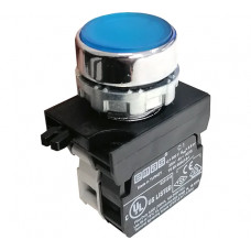 Нажимная круглая кнопка Emas синяя, с блоком подсветки CB7, 12-30 В AC/DC, CM170DM