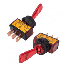 Однополюсный тумблер Nord-Yada 12V 20А с красной подсветкой (3контакта) ON-OFF 905520