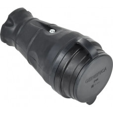Переносная розетка GENERICA с защитной крышкой 16а ip44 черная ERK20-016-01-44-K02-G