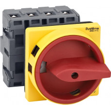 Выключатель разъединитель Systeme Electric 4P 63A IP20, с красной рукояткой на дверцу, 4 винтами С ЗАМКОМ MSD63410R