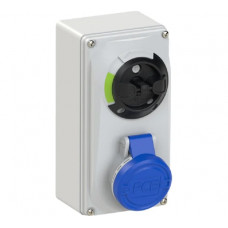 Розетка PCE настенная 32а/220v/1p+n+e/ip44, с выключателем и блокировкой 6123-6